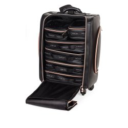 MAKEUP BACKPACK WITH WHEELS BLACK & ROSE GOLD KC-P46S